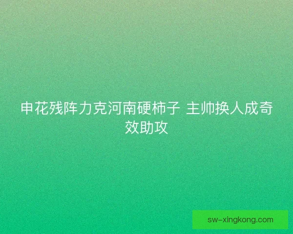 申花残阵力克河南硬柿子 主帅换人成奇效助攻