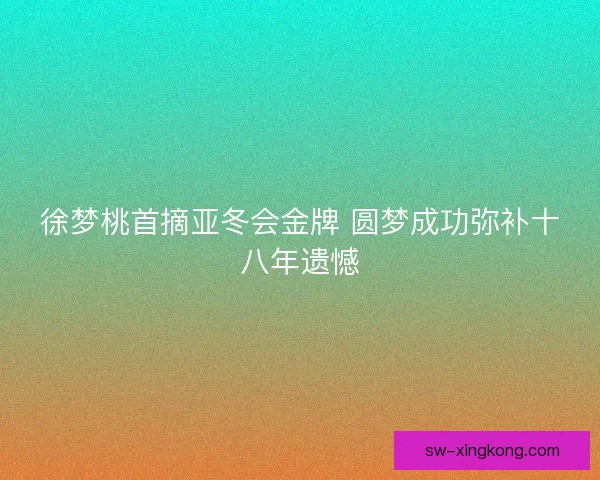 徐梦桃首摘亚冬会金牌 圆梦成功弥补十八年遗憾